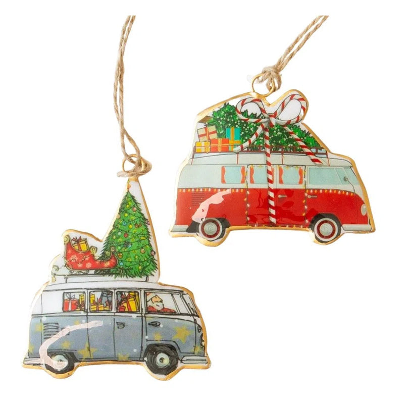 Kombi Vans Hanging Decoration Grey & Red-Homewares-Little Lane Workshops