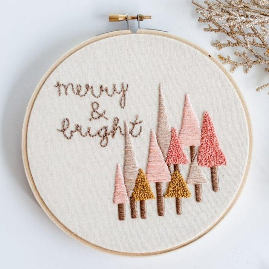 MERRY & BRIGHT EMBROIDERY Kit by Brynn & Co-Craft Kits-Little Lane Workshops