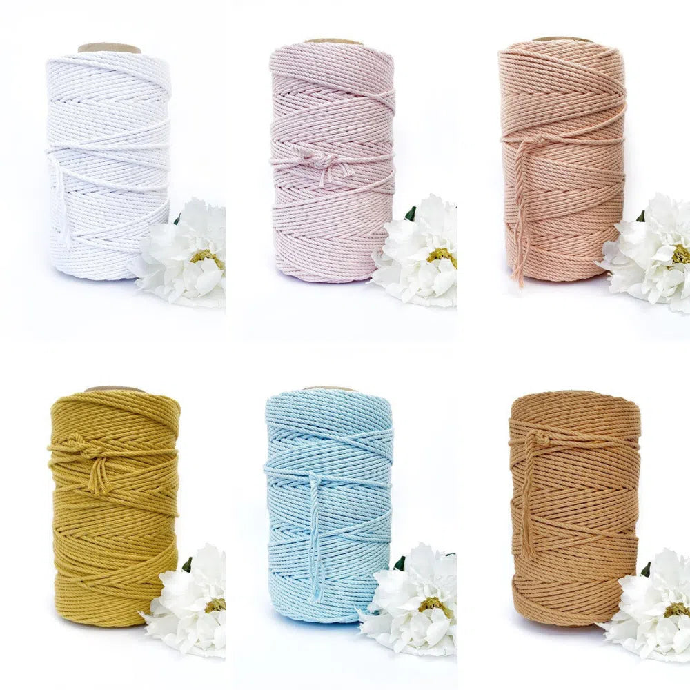 Macrame Twisted Cotton Rope - Coloured 5mm x 1kg Pastel Bulk Rolls (Approx 150 Meters)-Macrame-Little Lane Workshops