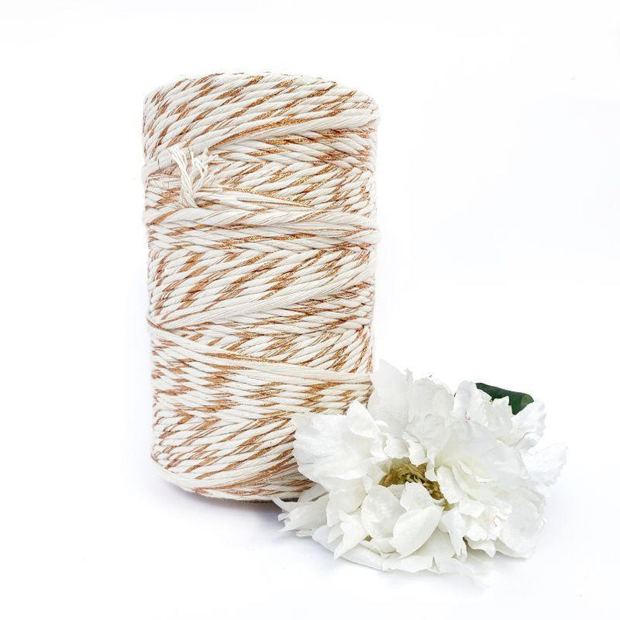 Macrame Twisted Mop Cotton 4mm x 1kg Metallic Rose Gold / Natural-Macrame-Little Lane Workshops