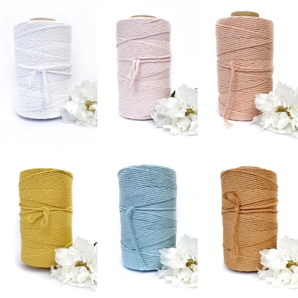 Macrame Twisted Mop Cotton - Coloured 5mm x 1kg Pastel Bulk Rolls (Approx 150 Meters)-Macrame-Little Lane Workshops