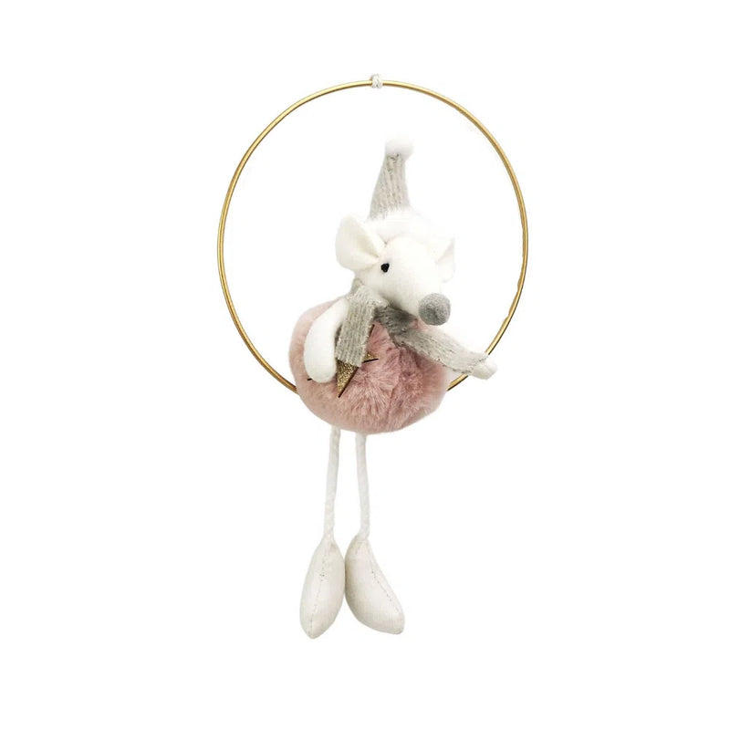 Merry Mice Hanging Christmas Decorations - Blush or White-Homewares-Little Lane Workshops