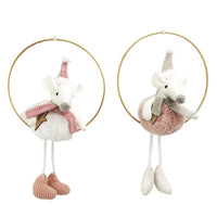 Merry Mice Hanging Christmas Decorations - Blush or White-Homewares-Little Lane Workshops