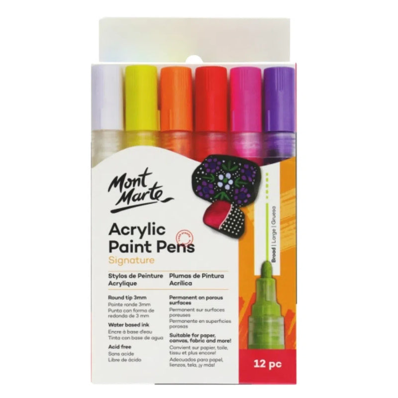 Mont Marte Paint Pens - Broad Tip 12 pack-Art Supplies-Little Lane Workshops