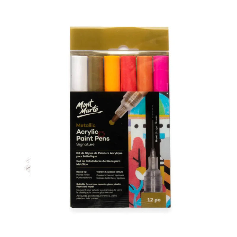 Mont Marte Paint Pens - Metallic Broad Tip 12 pack-Art Supplies-Little Lane Workshops