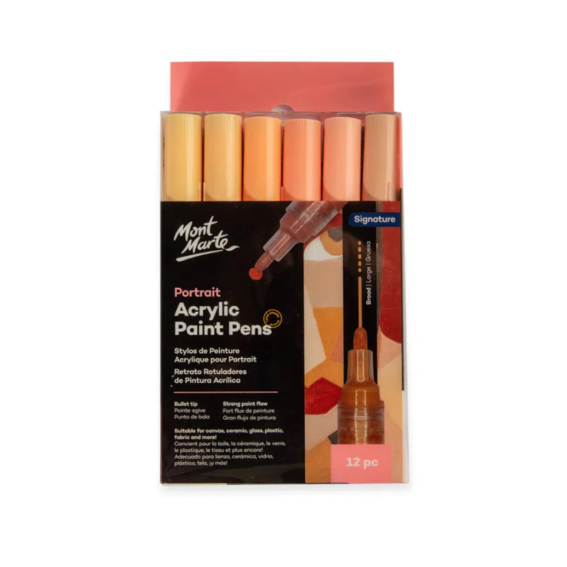 Mont Marte Paint Pens - Portrait Broad Tip 12 pack-Art Supplies-Little Lane Workshops