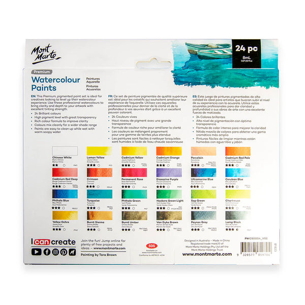 Mont Marte 24 Watercolour Paint Set-Art Supplies-Little Lane Workshops