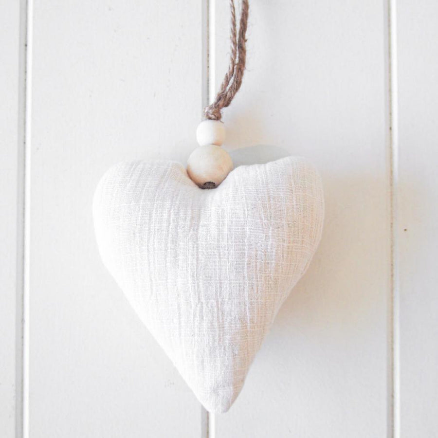 Natural Fabric Hanging Heart-Homewares-Little Lane Workshops