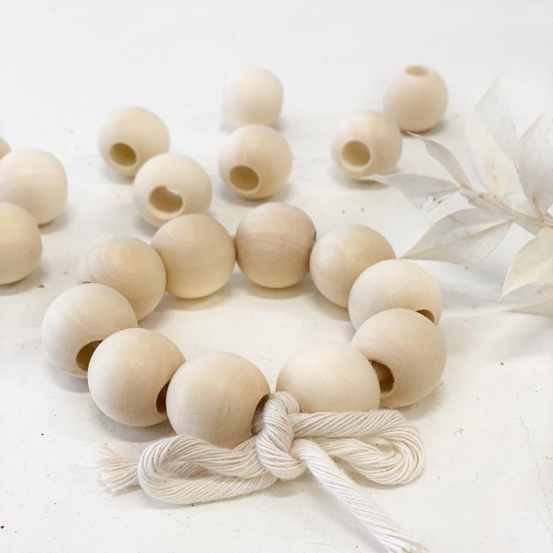 Natural Wooden Macrame Beads 25mm x 10 beads-Macrame-Little Lane Workshops