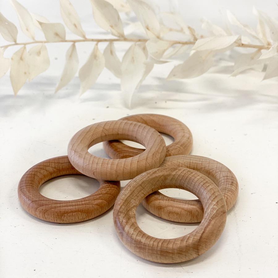 Natural Wooden Macrame Ring 50mm-Macrame-Little Lane Workshops