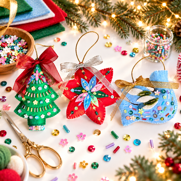 Christmas Felted Embroidery Ornaments Workshop-Workshop-Little Lane Workshops