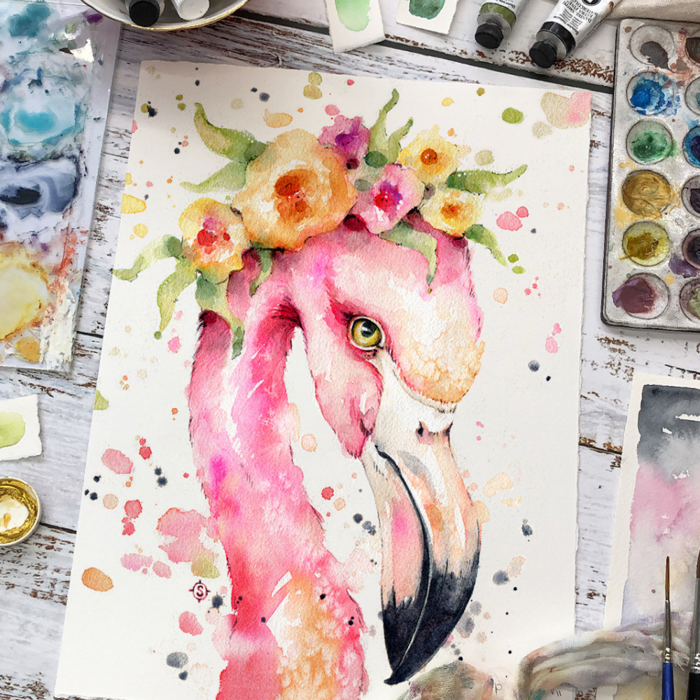 WATERCOLOUR FLAMINGO WORKSHOP-Workshop-Little Lane Workshops