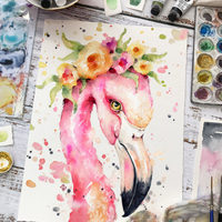 WATERCOLOUR FLAMINGO WORKSHOP-Workshop-Little Lane Workshops