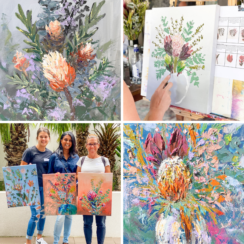 FLORAL NATIVES PALETTE KNIFE PAINTING WORKSHOP | Little Lane Workshops ...