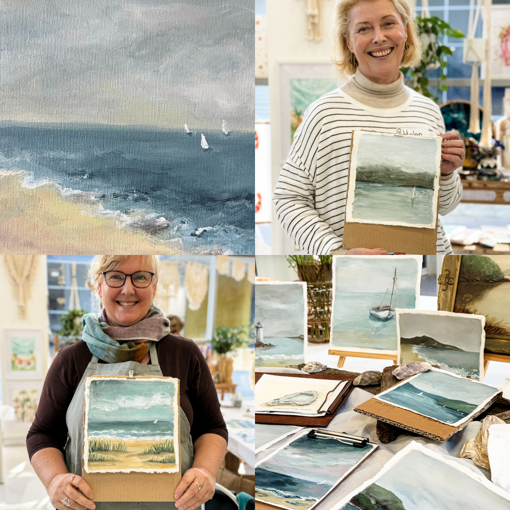 Small Scapes - Seascape Acrylic Painting Workshop on Handmade Paper-Workshop-Little Lane Workshops