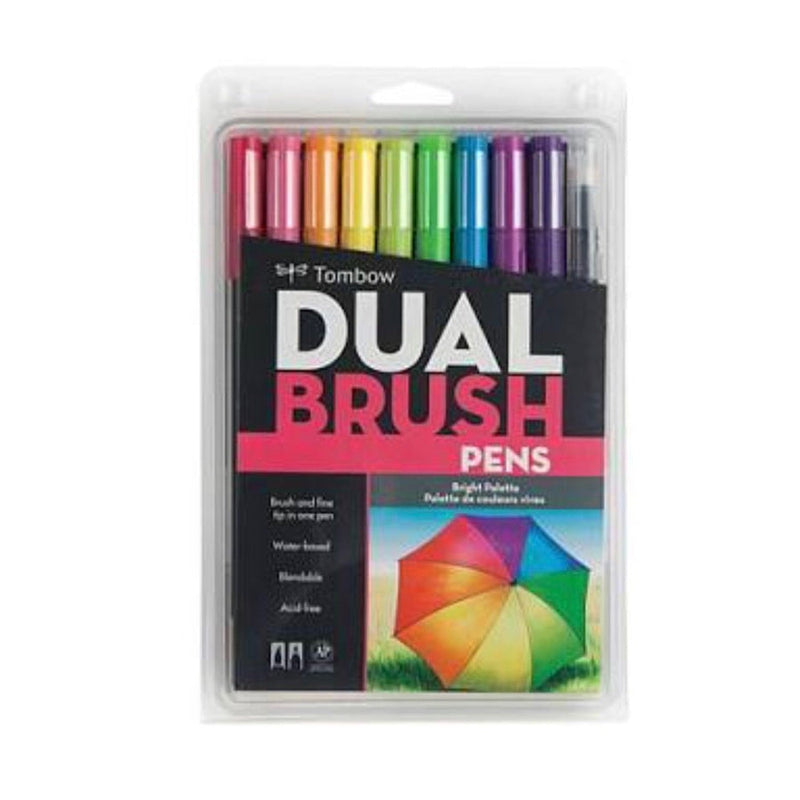Tombow Dual Brush Pen Set - 10 Bright-Art Supplies-Little Lane Workshops