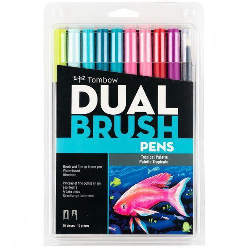 Tombow Dual Brush Pen Set - 10 Tropical-Art Supplies-Little Lane Workshops