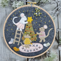 Christmas with the Mouse Family Felt Appliqué Hoop Kit by Corrine Lapierre-Craft Kits-Little Lane Workshops