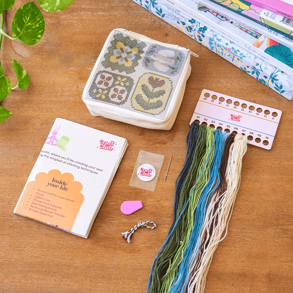 Fluttering Fables - Needlepoint Pouch Kit by Craft Club-Craft Kits-Little Lane Workshops