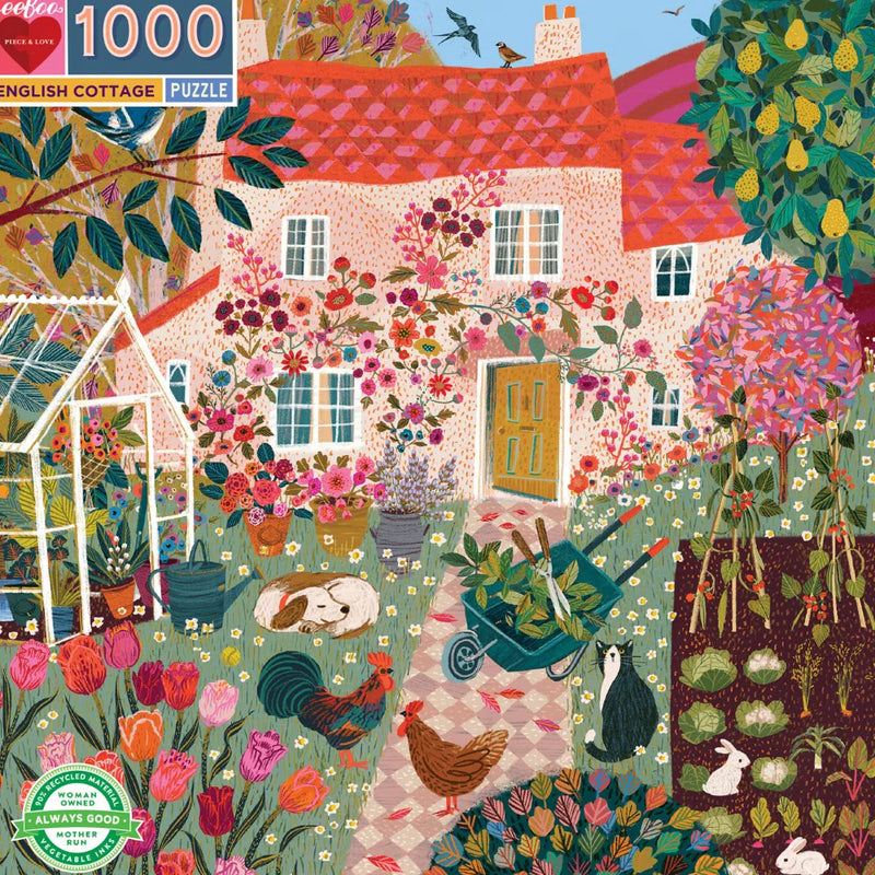 eeBoo English Cottage 1000 Piece Jigsaw Puzzle-Puzzles-Little Lane Workshops