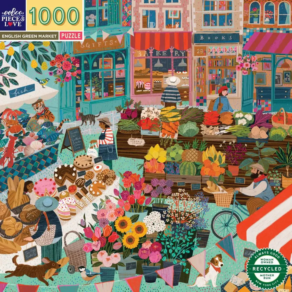 eeBoo England Green Market 1000 Piece Jigsaw Puzzle-Puzzles-Little Lane Workshops